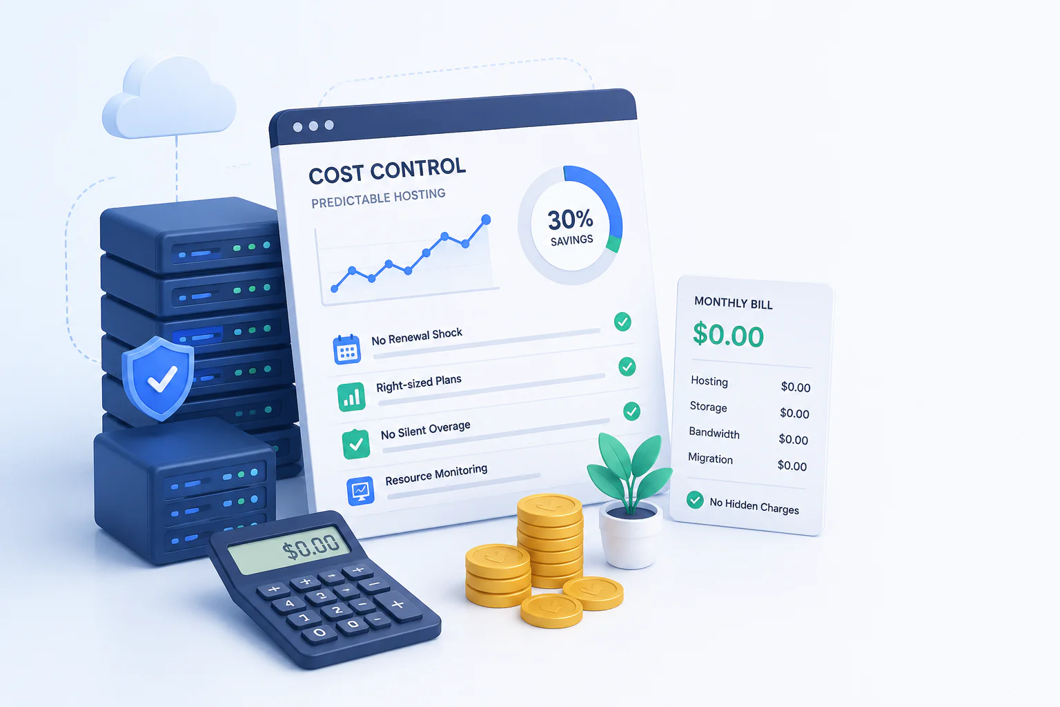 Clear Hosting Costs. No Unplanned Surprises.